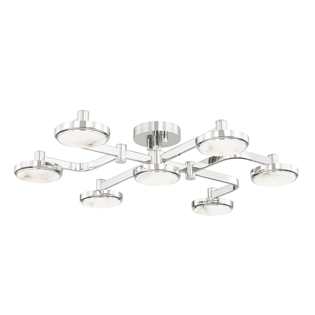 Meander Semi Flush 29" in polished nickel shown from a second angle to highlight the shade profile and mounting canopy.