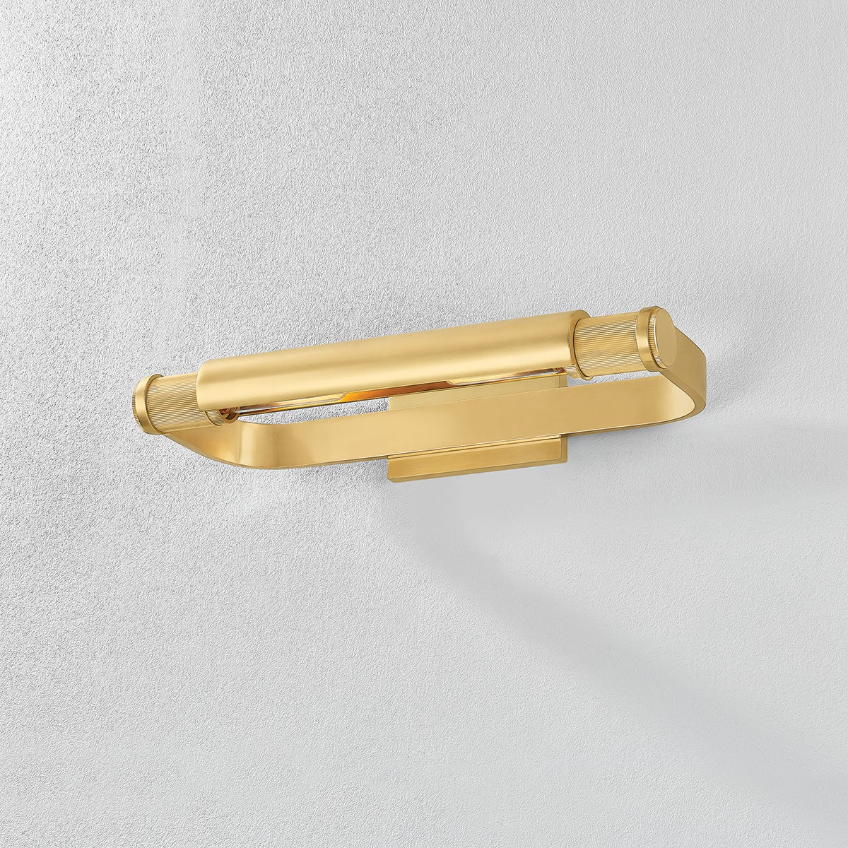 Close-up of the Elm Park Picture Light 18" in aged brass showing the arm curve and shade proportion.