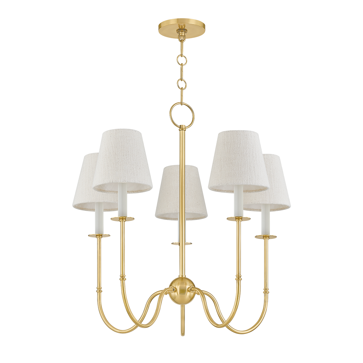 Amina Chandelier 26.5" in aged brass — a Hudson Valley chandelier for dining rooms, entries, and living rooms at Laurie Yapp Home.