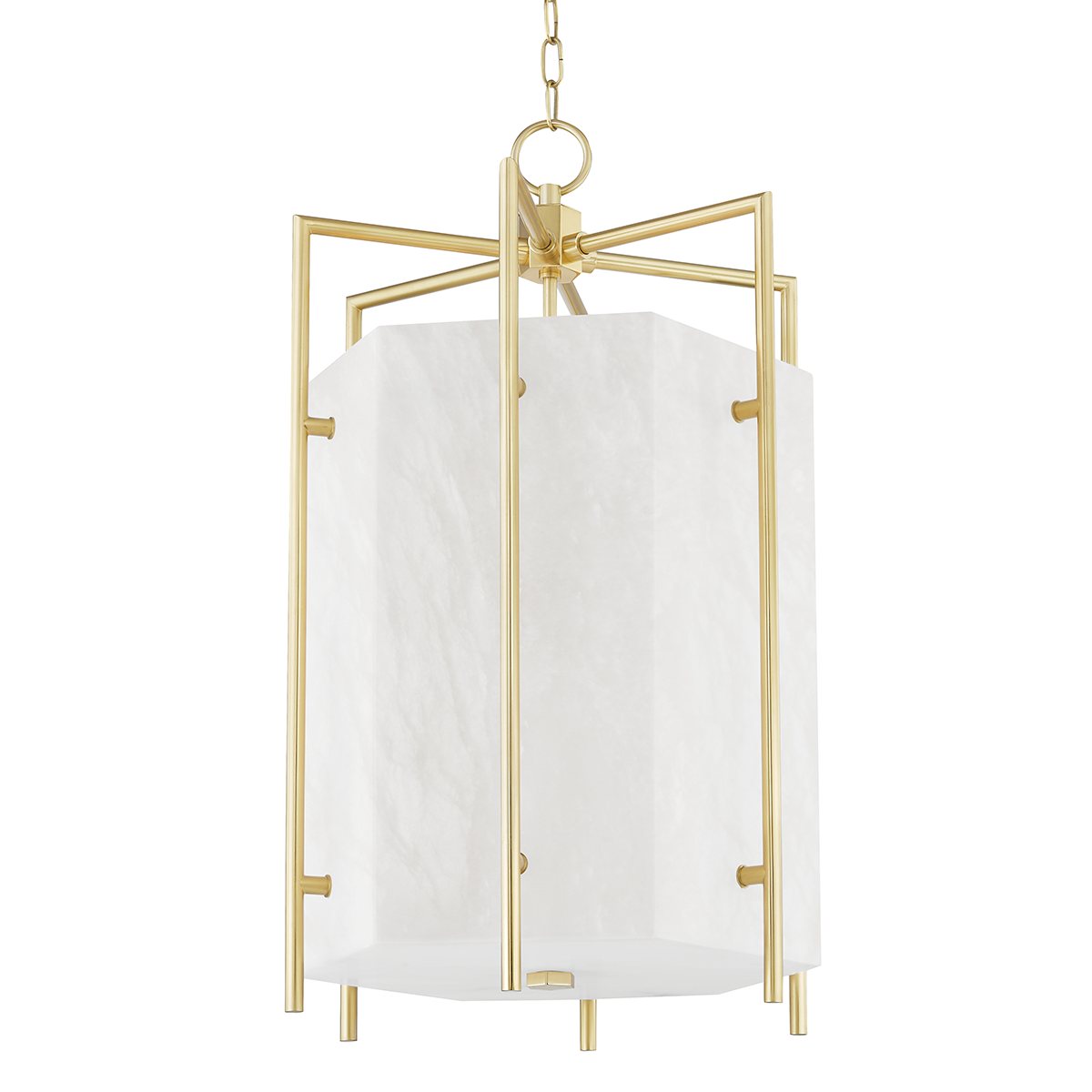 Flatbush Lantern in aged brass — a Hudson Valley lantern for entries, foyers, and covered porches at Laurie Yapp Home.