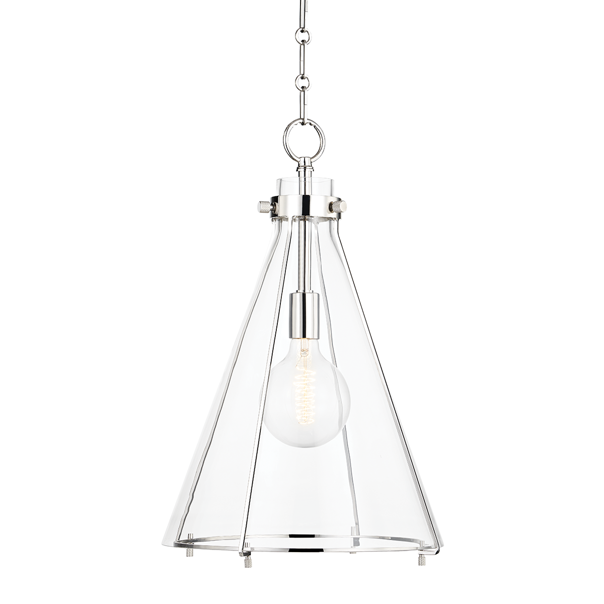 Eldridge Pendant 14" x 23.5" in Old Bronze shown from a second angle to highlight the shade shape and metal detail.