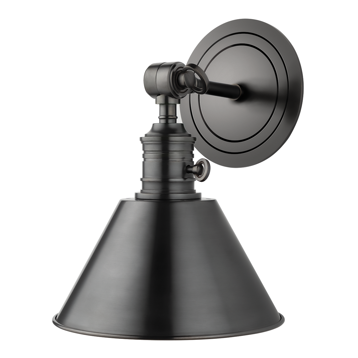 Garden City Wall Sconce 8" x 11" in bronze shown from the front to reveal the arm curve and shade silhouette.