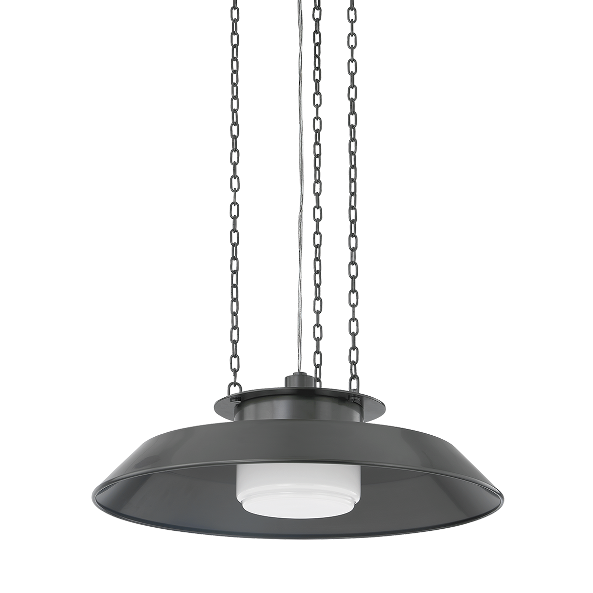 Woodrow Pendant 22" in dark bronze shown from a second angle to highlight the shade shape and metal detail.