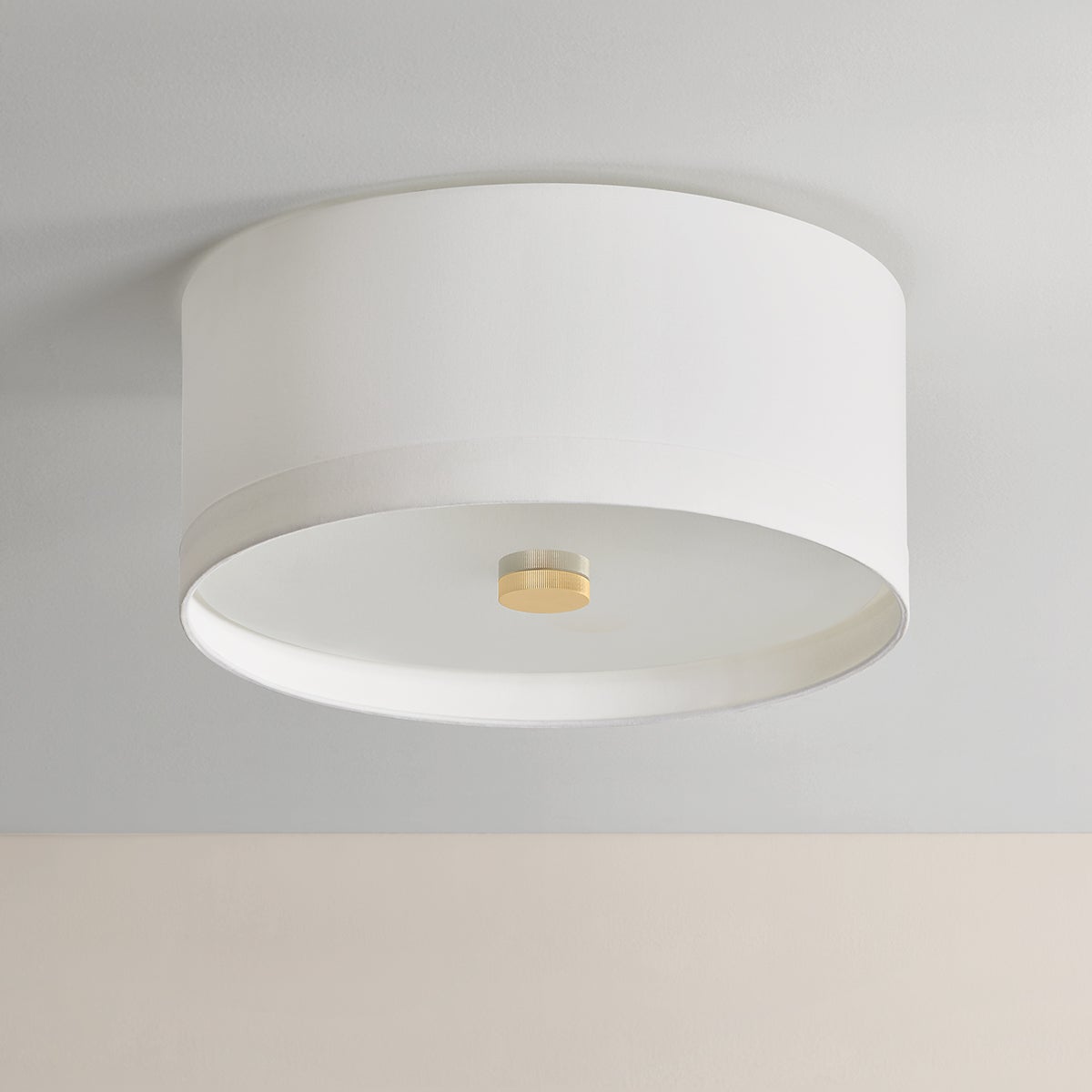 Ashland Flush Mount 22" in aged brass shown from a second angle to highlight the shade profile and mounting canopy.
