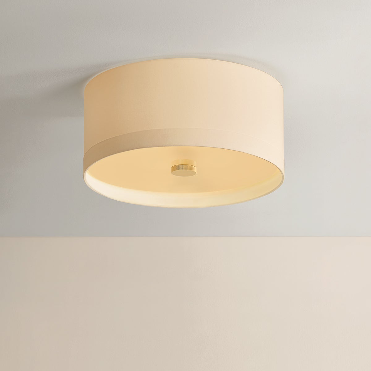 Ashland Flush Mount 22" in aged brass shown from the front to reveal the shade profile and mounting canopy.