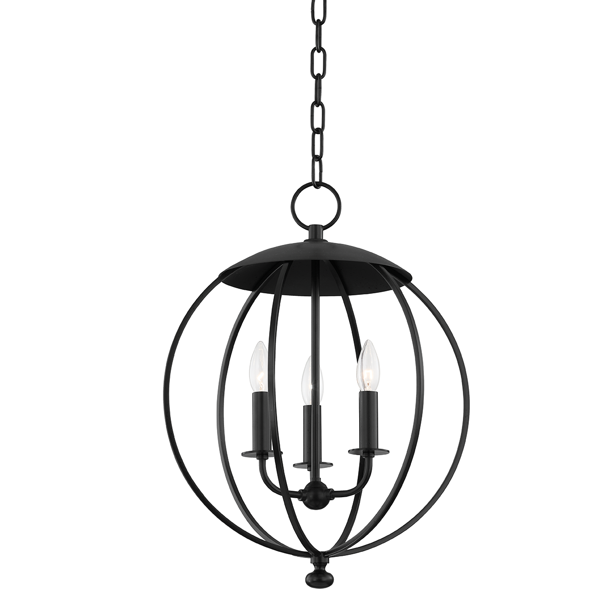 Wesley Lantern 16.5" shown from the front to reveal the frame and glass panel detail.
