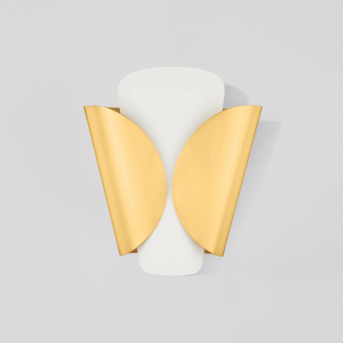 Close-up of the Savoie Wall Sconce in aged brass showing the arm curve and shade silhouette.