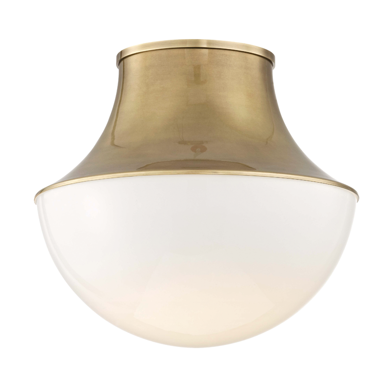 Lettie Flush Mount 14.75" in aged brass — a Hudson Valley flush mount for hallways, bedrooms, and entryways at Laurie Yapp Home.