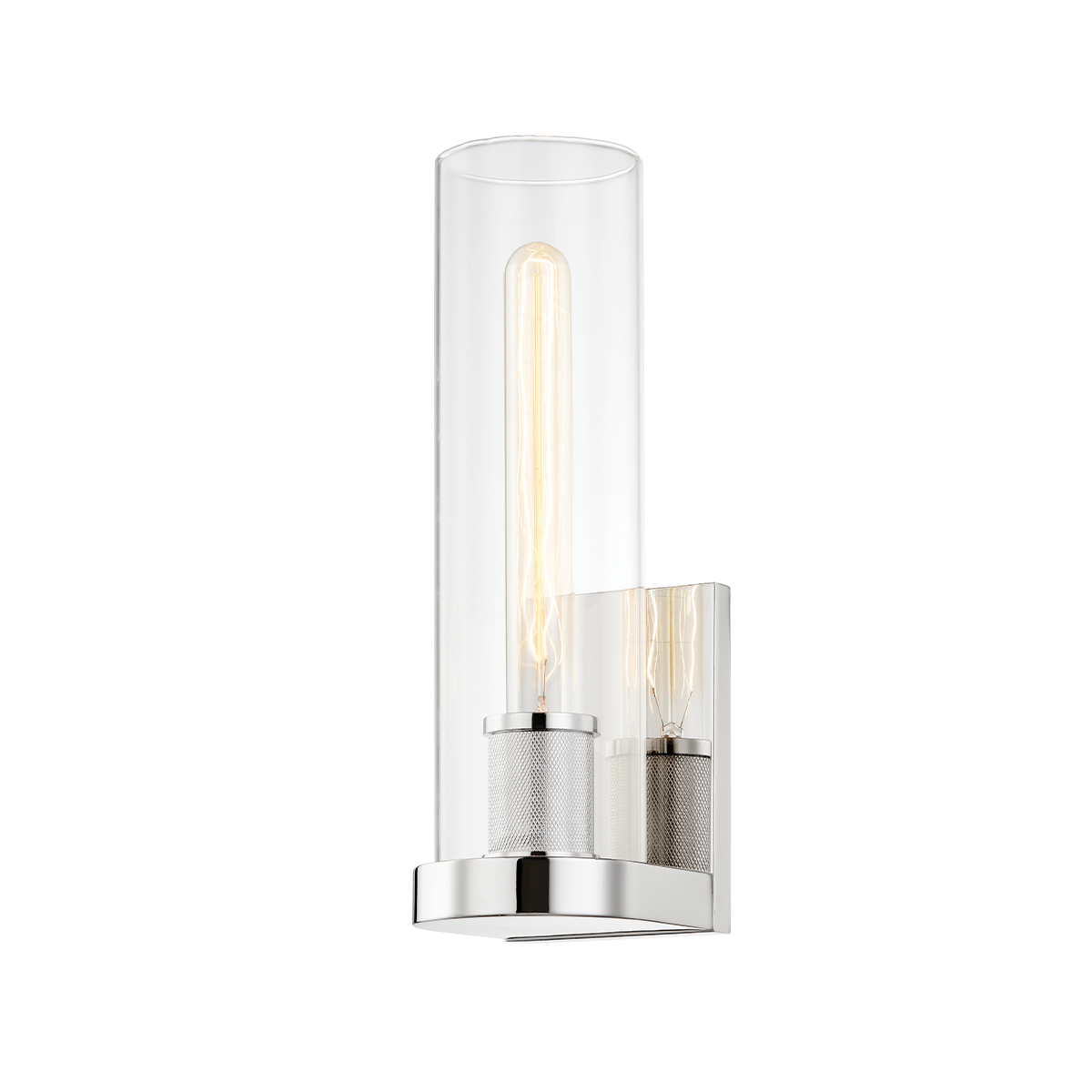 Porter Wall Sconce in polished nickel shown from a second angle to highlight the arm curve and shade silhouette.