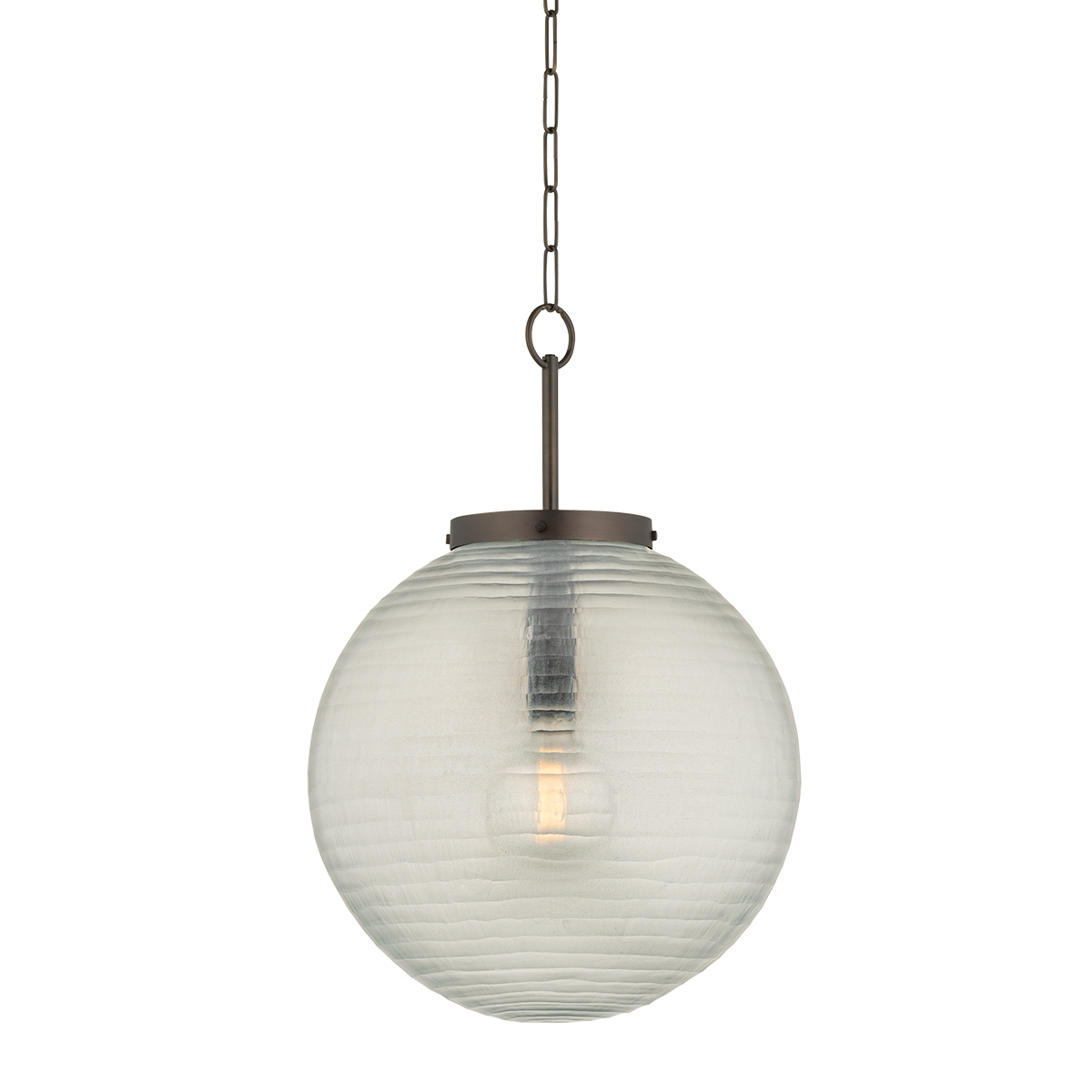 Falls Mills Pendant 20" in dark bronze shown from a second angle to highlight the shade shape and metal detail.