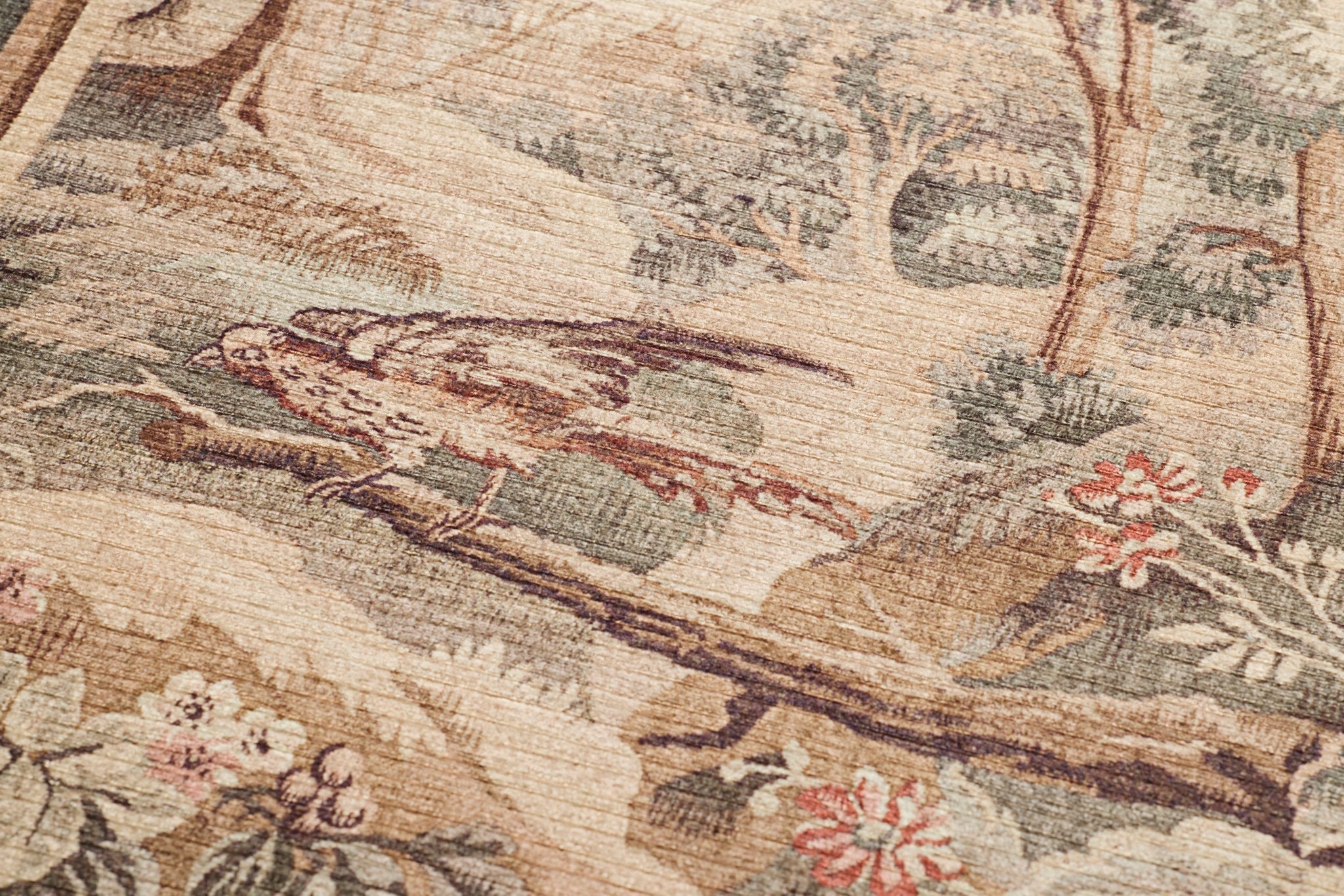 Woodland Watch Beige / Green shown from a different angle to reveal its pattern.
