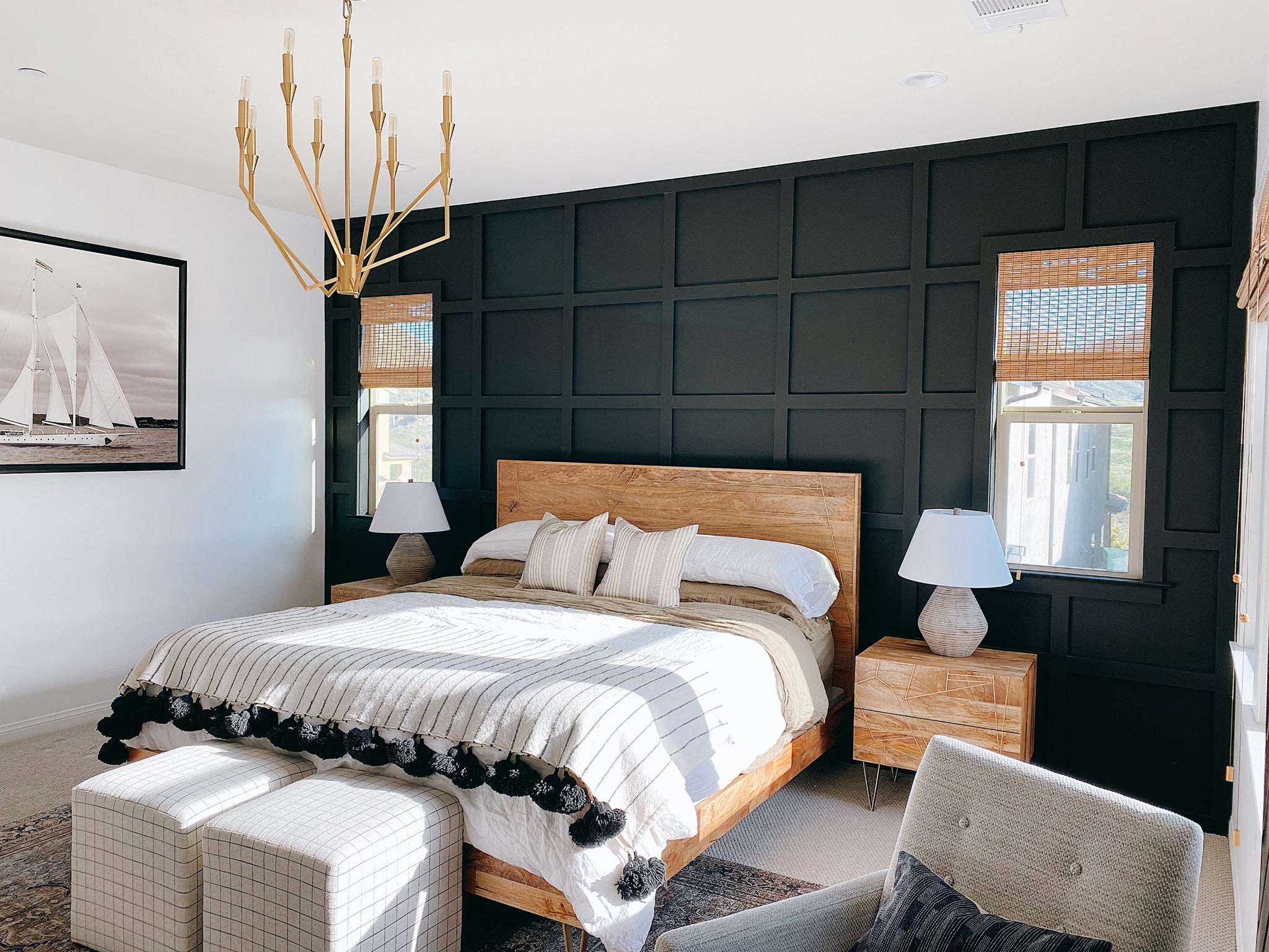 Archie Chandelier 25.25" in aged brass styled in a formal living room for warm, layered light at Laurie Yapp Home.