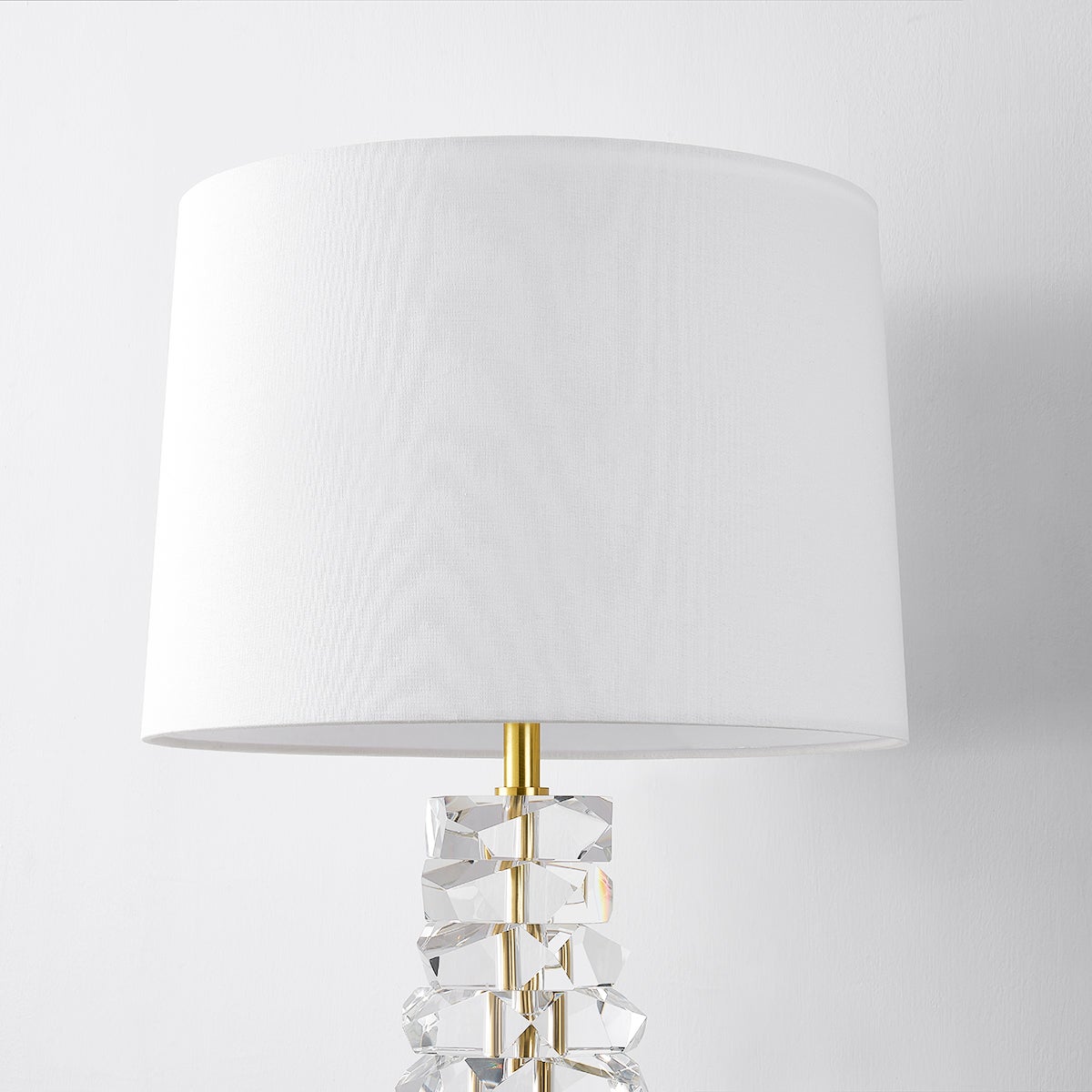 Bellarie Table Lamp in aged brass shown from a second angle to highlight the base and shade proportions.
