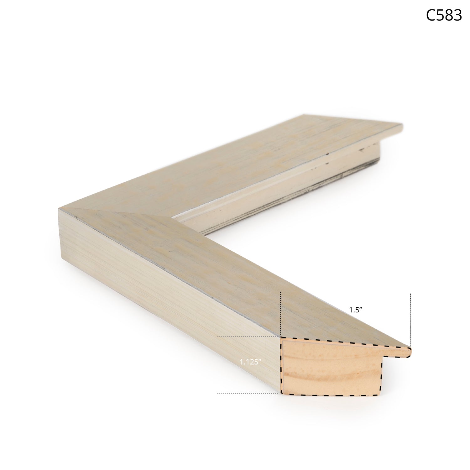 Chandelier Vision frame detail in light wood with a simple design and angled view