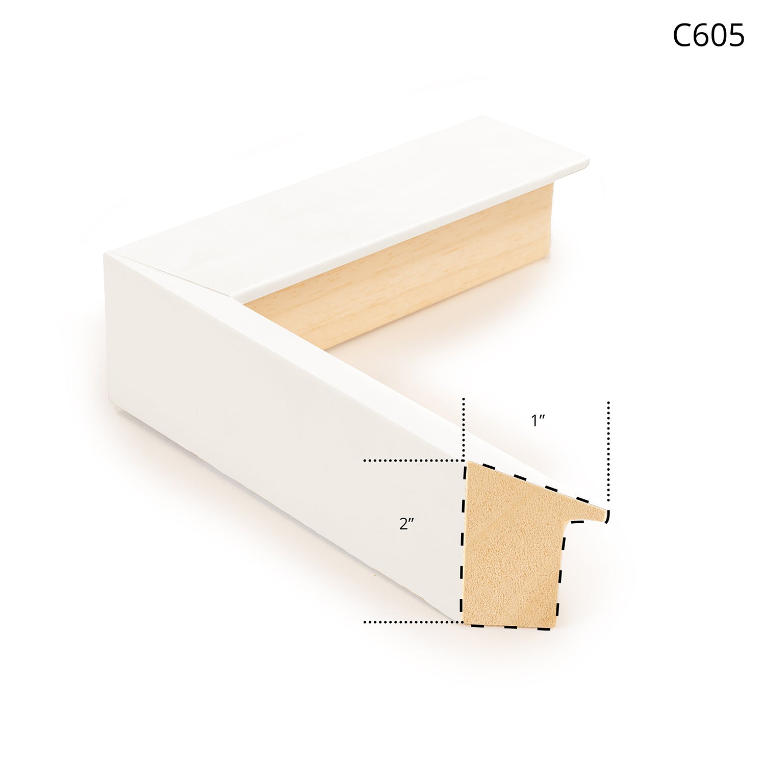 White wooden frame corner with a natural wood backing, showcasing a modern design