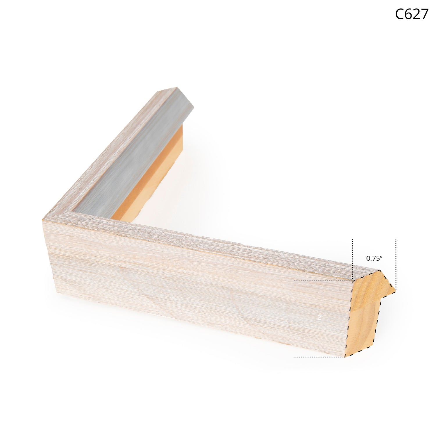 C627 wall art frame, showcasing a light wood finish with a silver accent on the top edge.
