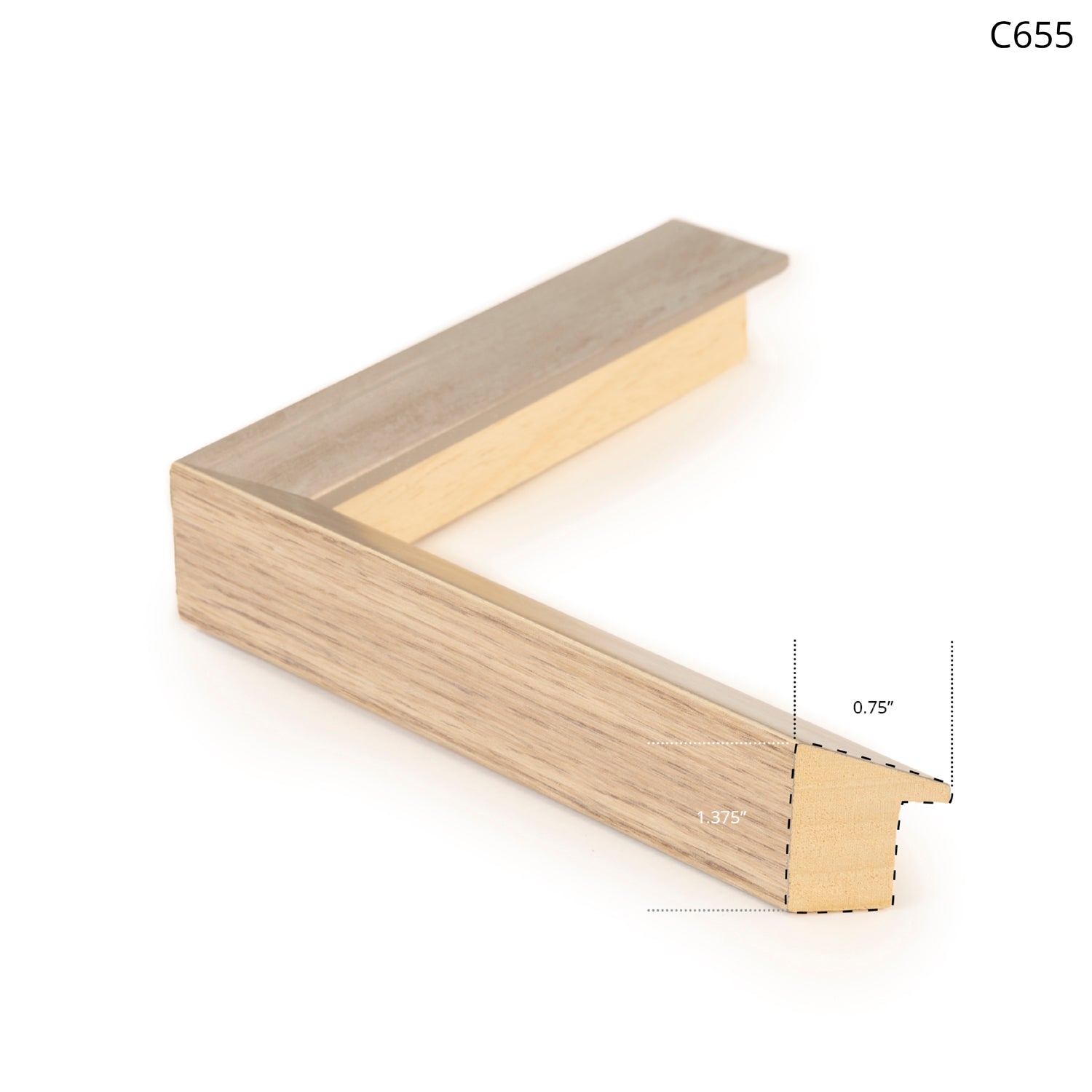C655 wooden frame corner showing natural wood finish with a light tone