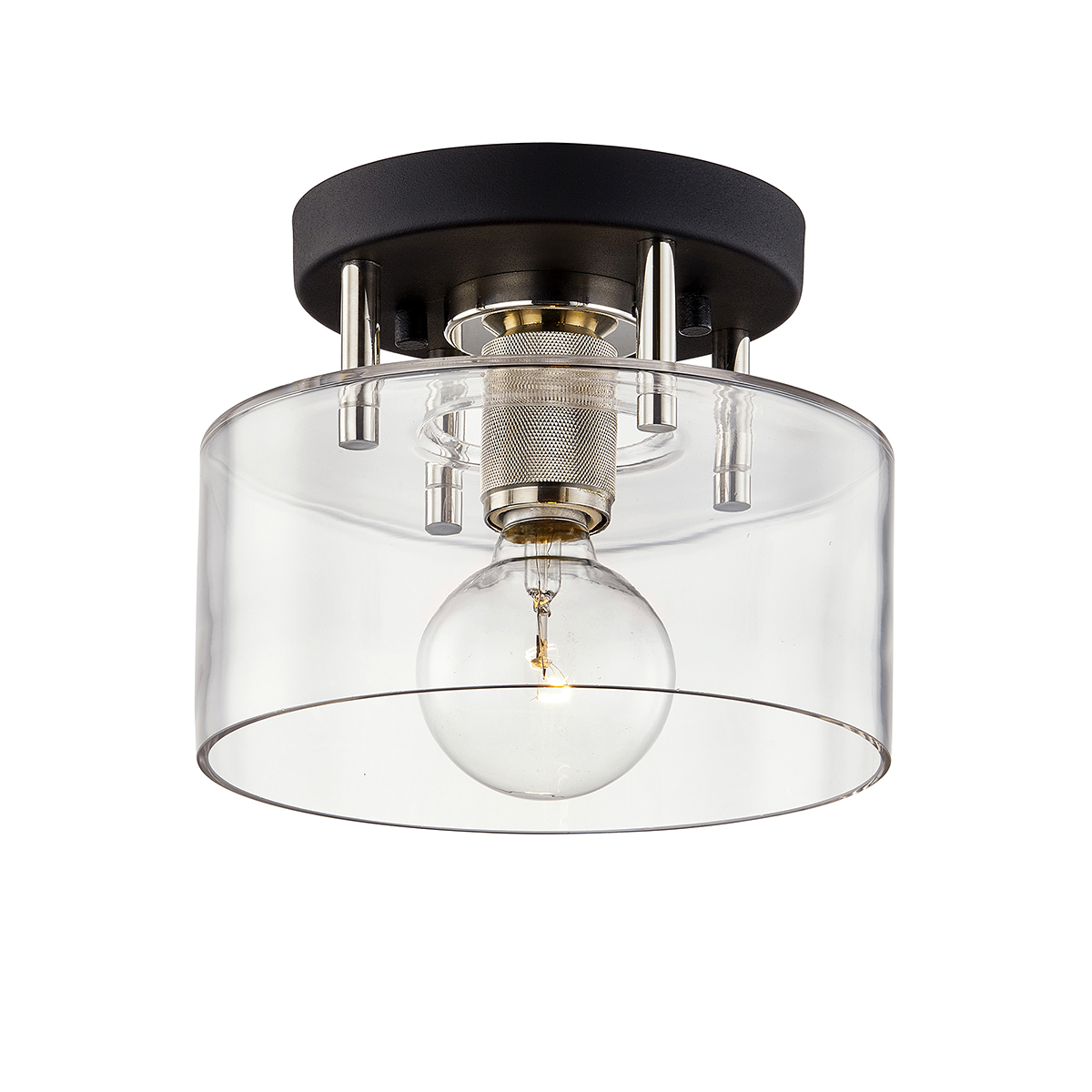 Bergamot Station Semi Flush 8.5" x 6.75" shown from a second angle to highlight the shade profile and mounting canopy.
