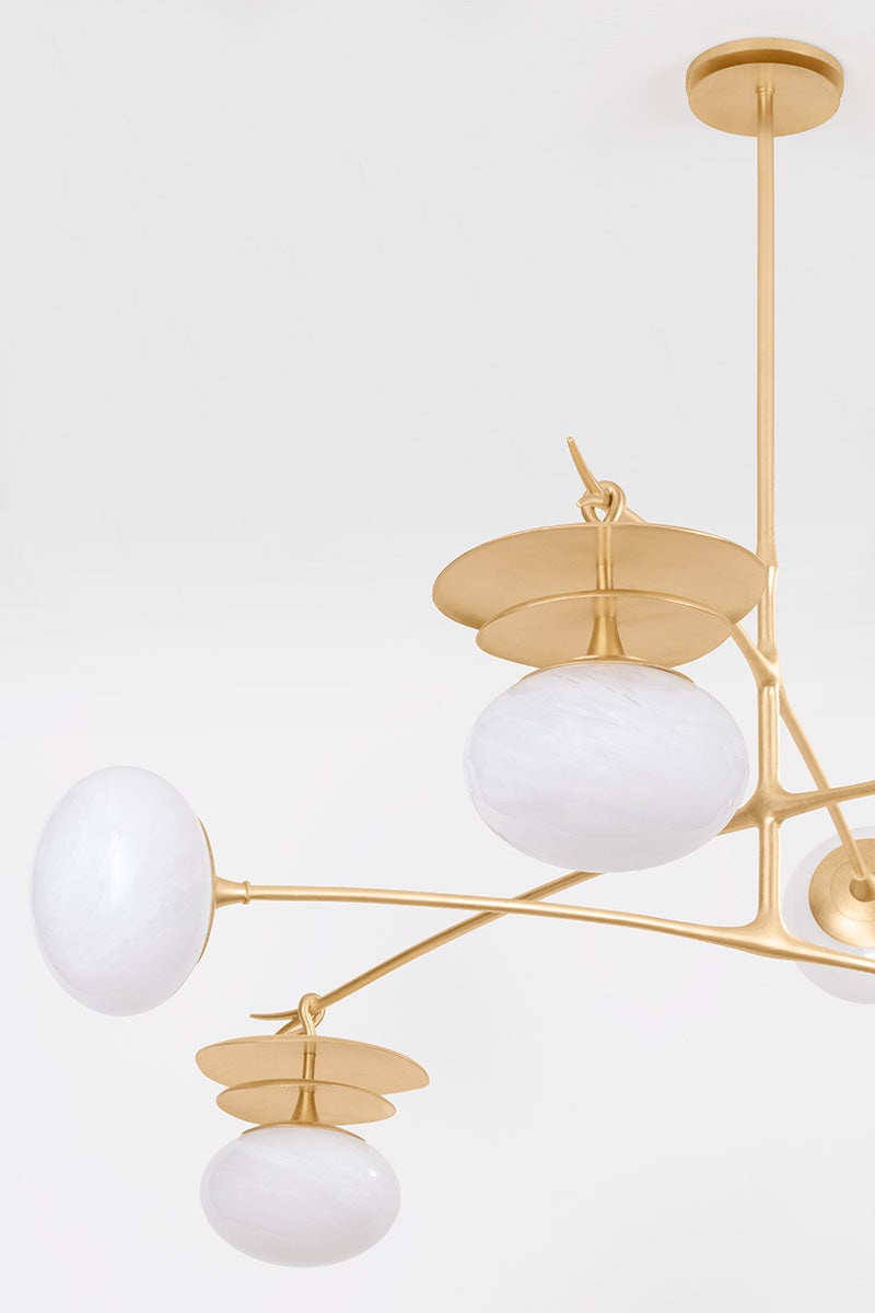 Ceylon Chandelier shown from the front to reveal the frame, arms, and shade detail.