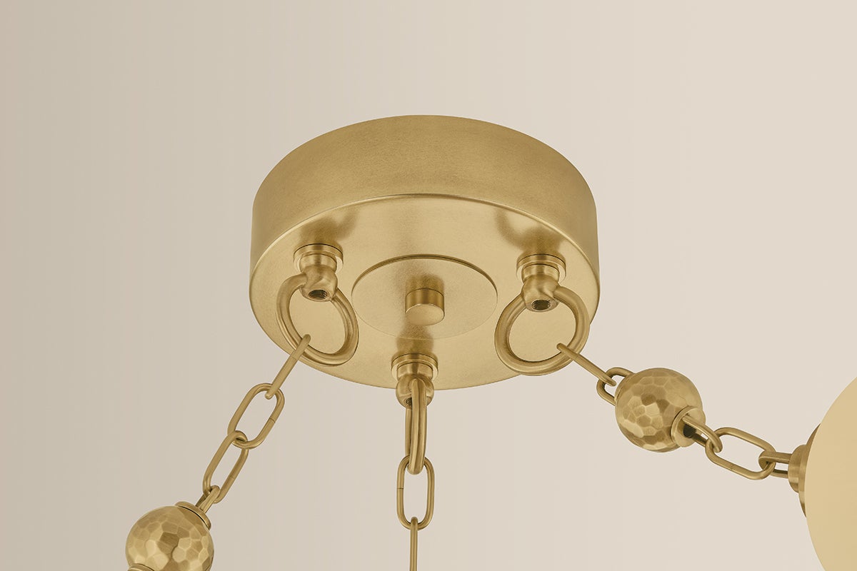 Corda Chandelier shown from a second angle to highlight the frame, arms, and shade detail.