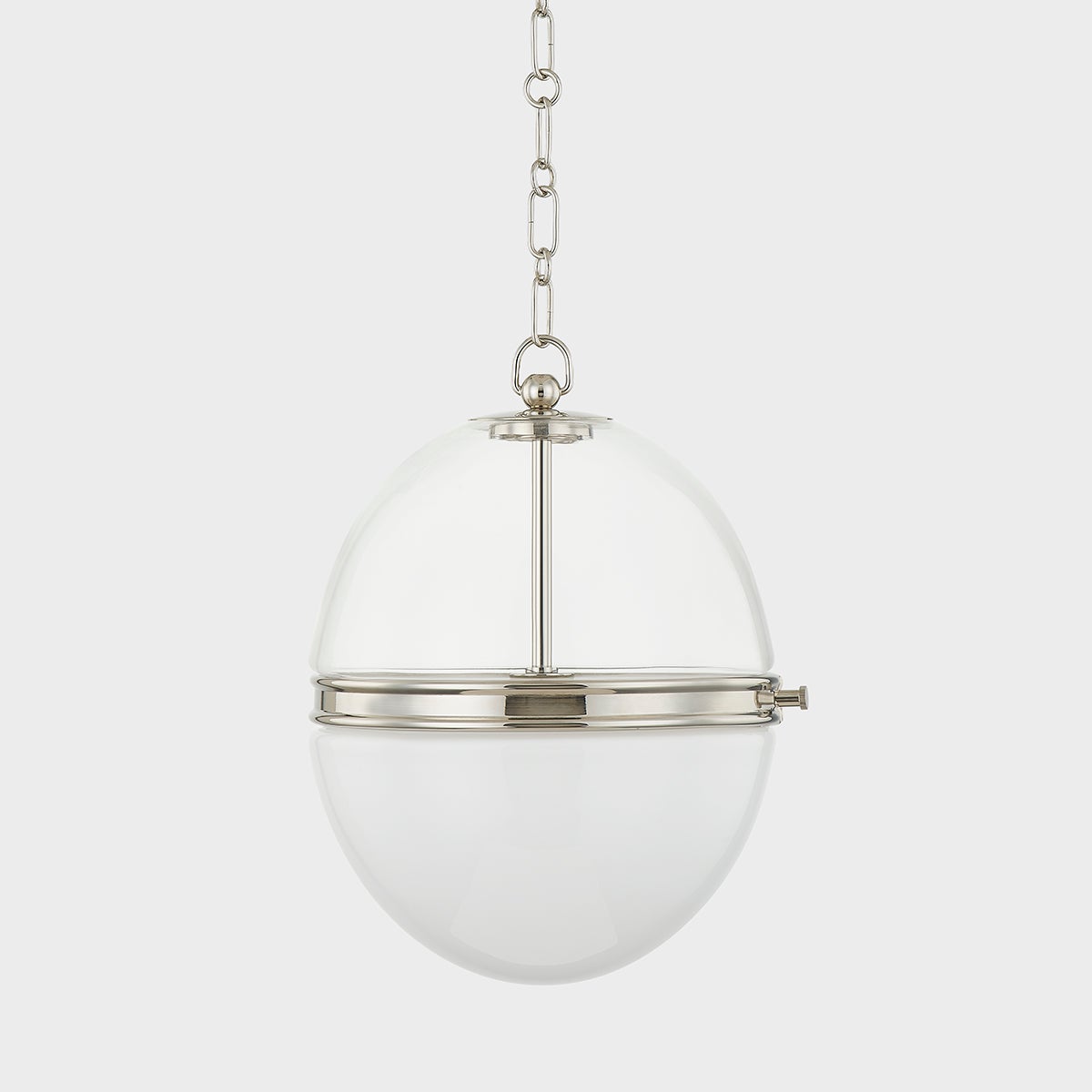 Close-up of the Donnell Pendant 12.5" in polished nickel showing the shade shape and metal detail.
