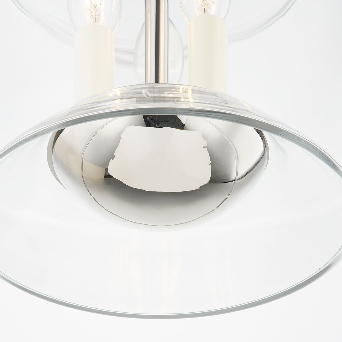 Close-up of the Edmonton Lantern 15" in polished nickel showing the frame and glass panel detail.