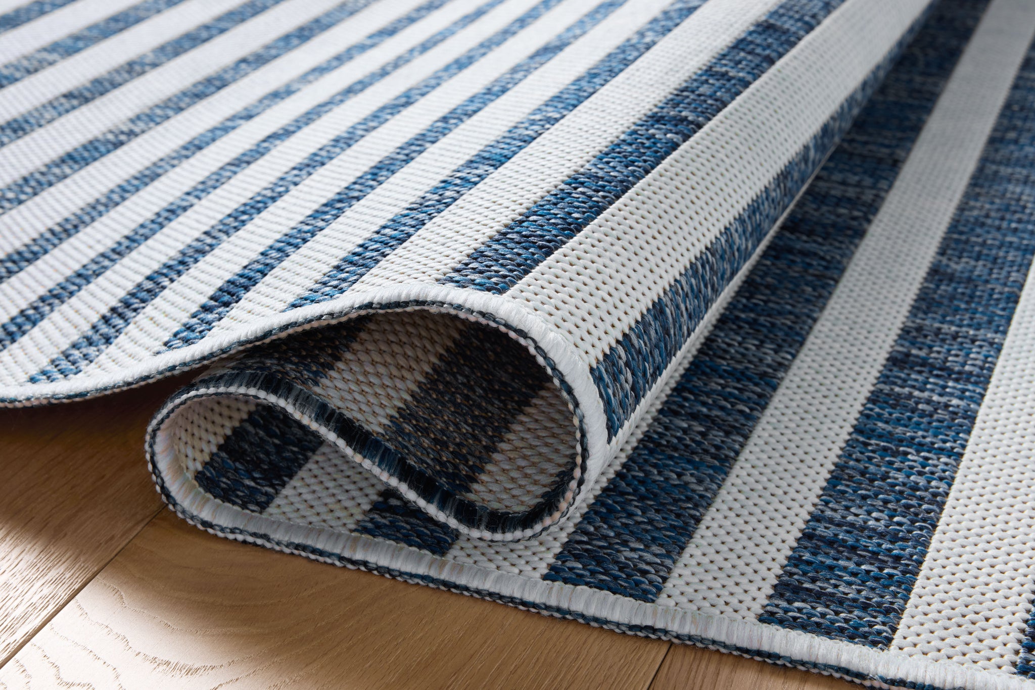 Easton Denim / Ivory shown from a different angle to reveal its pattern.
