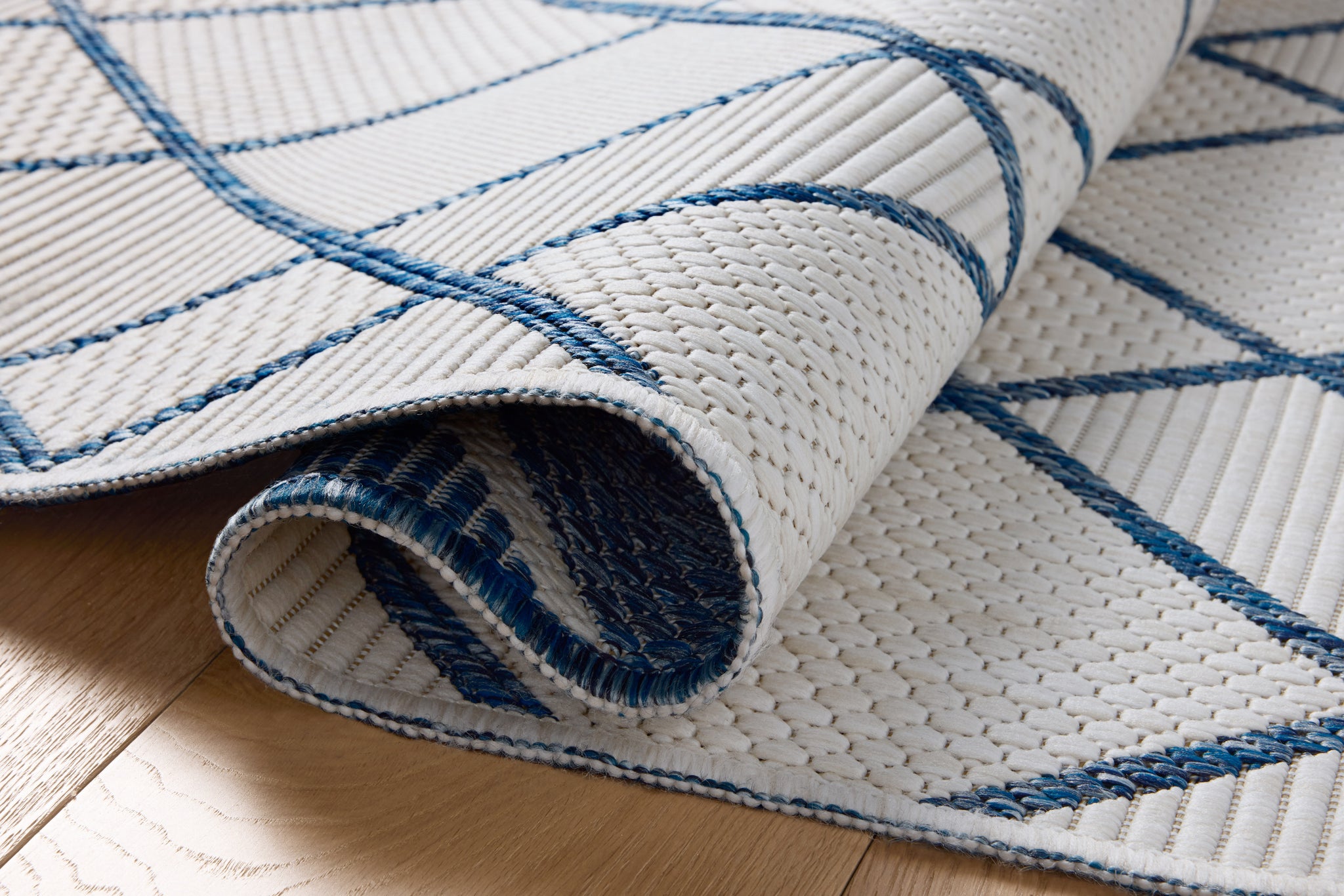 Easton Ivory / Denim shown from a different angle to reveal its pattern.
