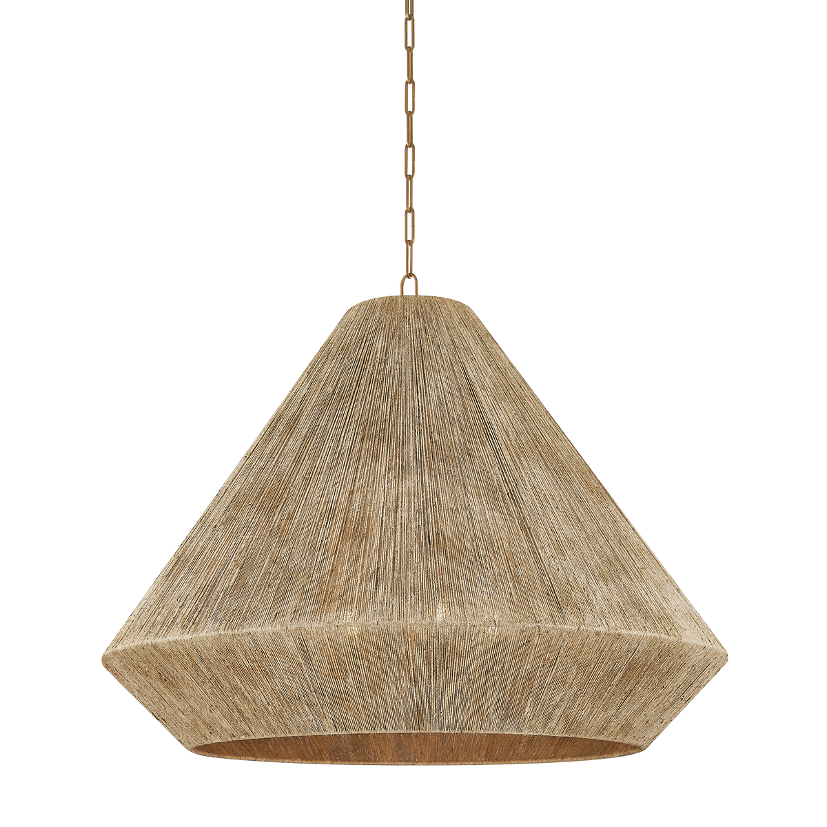 Keats Pendant 40" shown from a second angle to highlight the shade shape and metal detail.