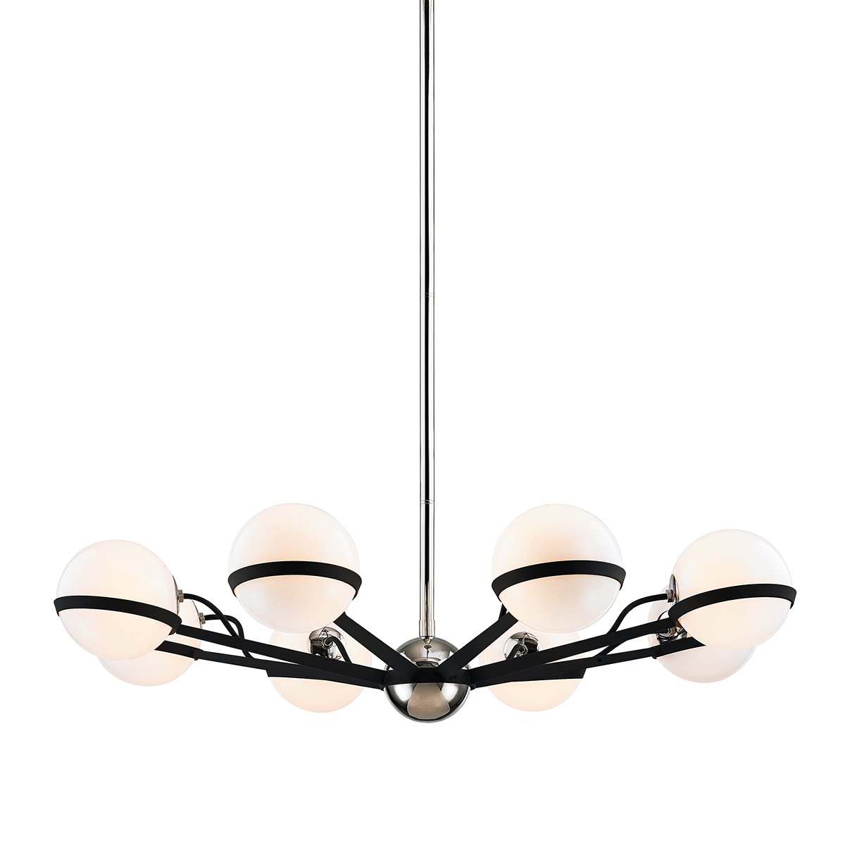 Ace Chandelier 37.75" x 9" shown from a second angle to highlight the frame, arms, and shade detail.