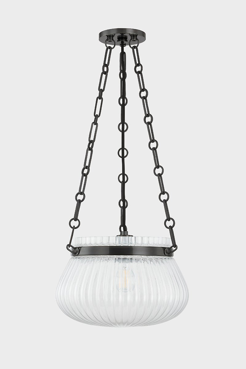 Close-up of the Granby Pendant 13" in bronze showing the shade shape and metal detail.