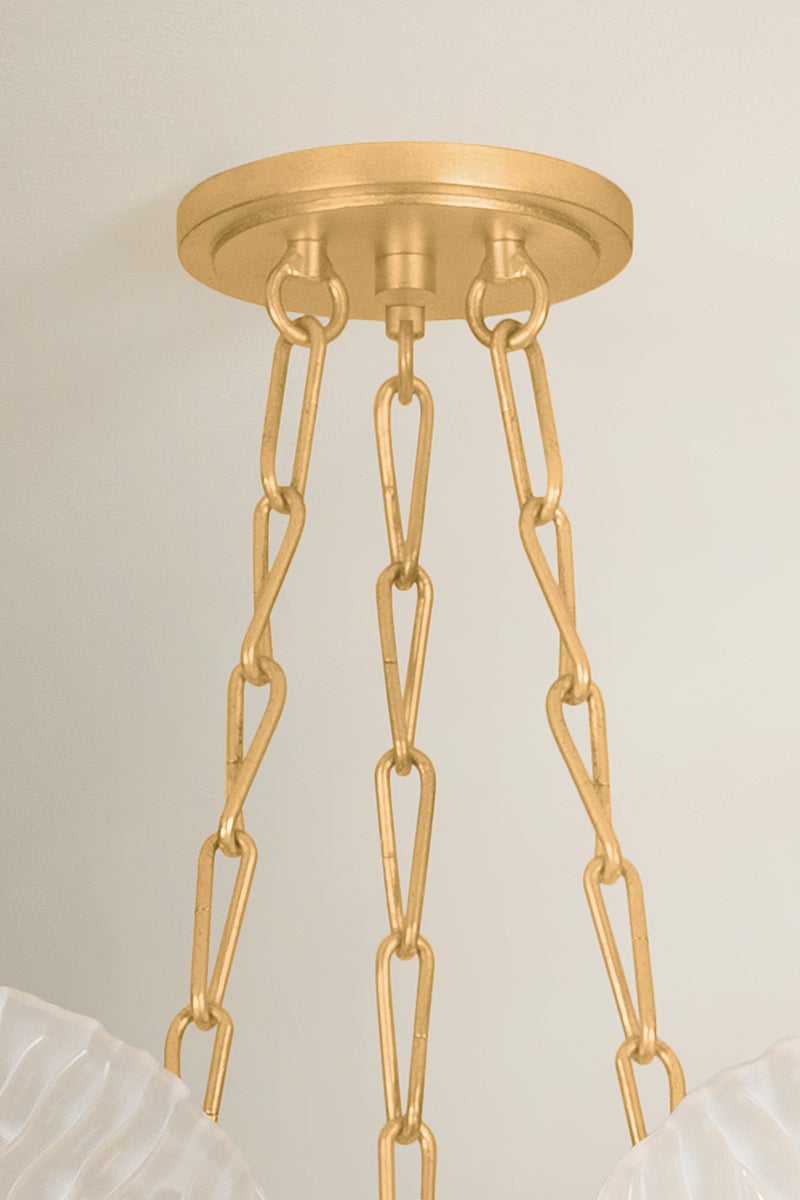Close-up of the Galena Chandelier 34" showing the frame, arms, and shade detail.