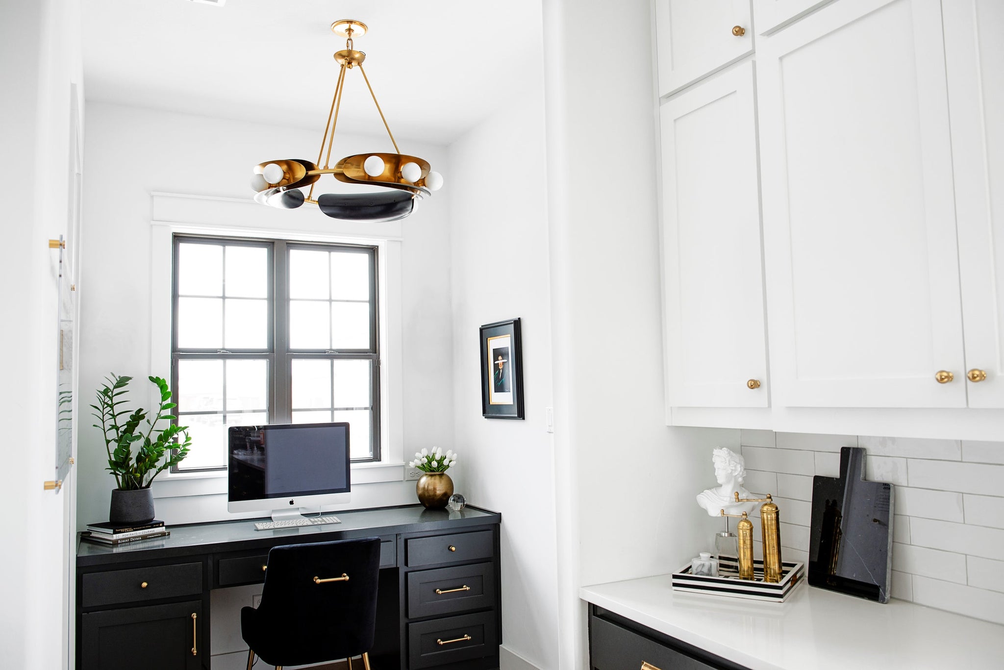 Hopper Chandelier 32" styled in a formal living room for warm, layered light at Laurie Yapp Home.
