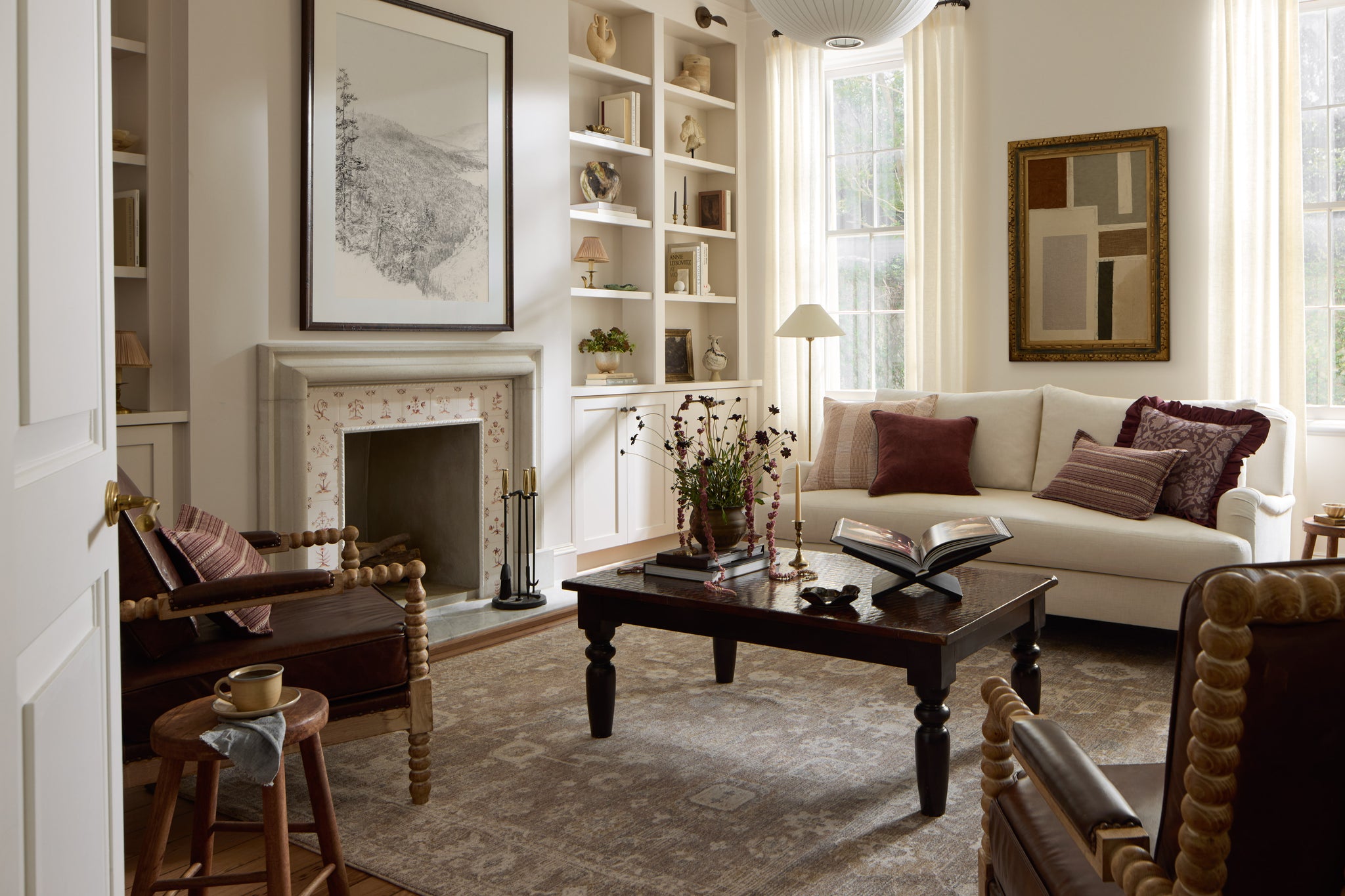 Louisa Taupe / Ivory shown from a different angle to reveal its pattern.