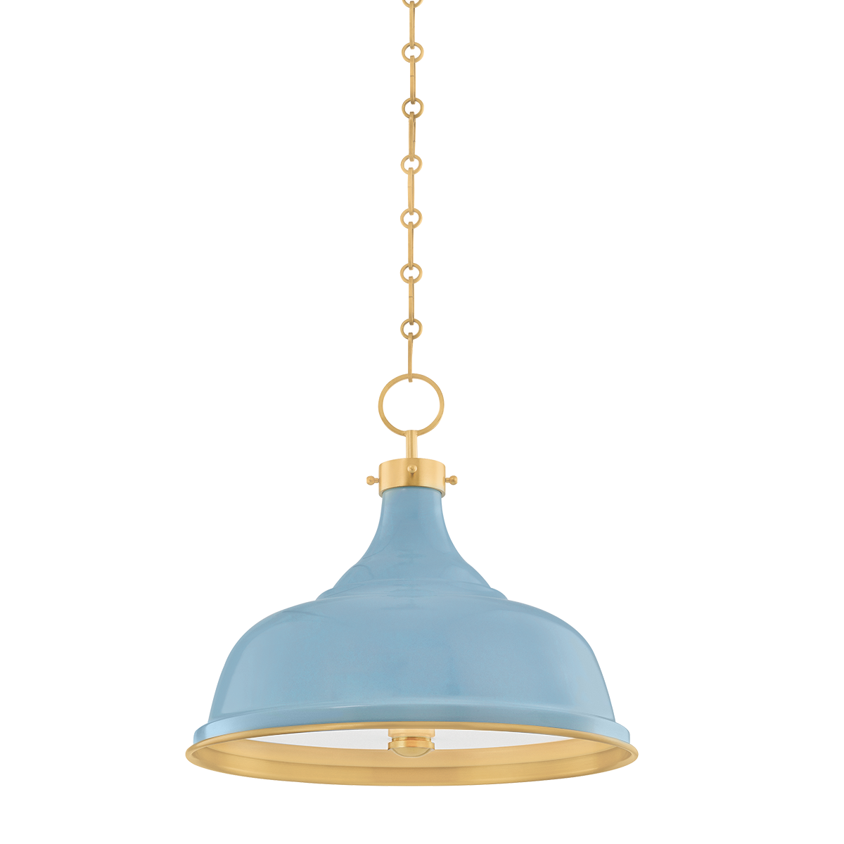 Painted No. 1 Pendant 18" in aged brass — a Hudson Valley pendant for kitchens, entries, and dining rooms at Laurie Yapp Home.
