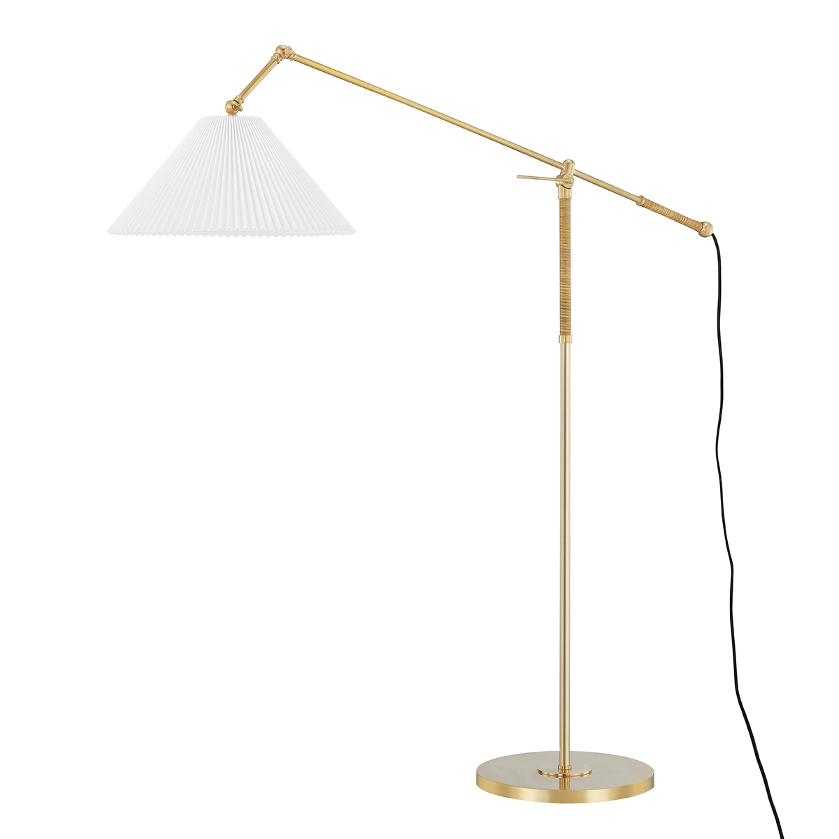 Dorset Floor Lamp in aged brass — a Hudson Valley floor lamp for living rooms and reading nooks at Laurie Yapp Home.