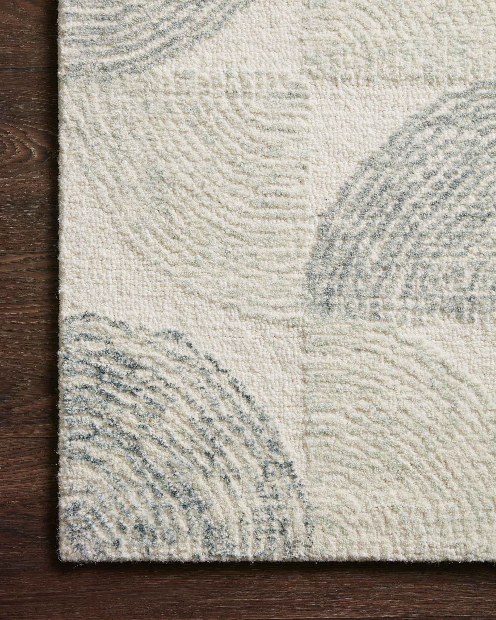 Side view of the Milo Slate / Denim rug.