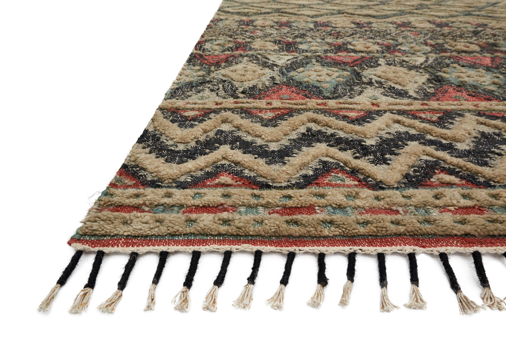 Side view of the Owen Indigo / Sage rug.