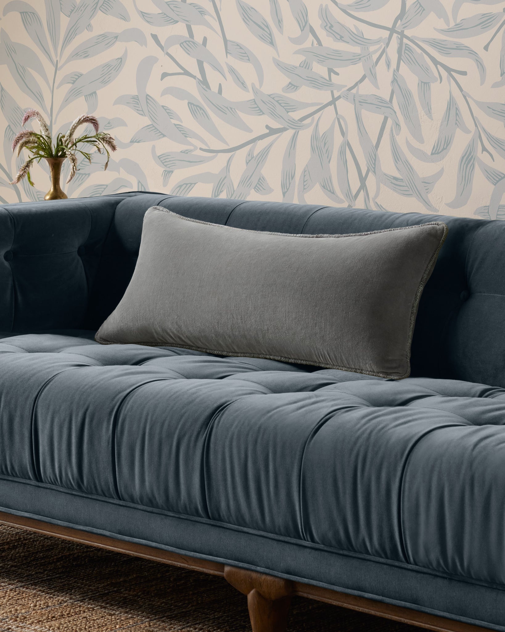 Liza Grey Pillow shown from another angle.