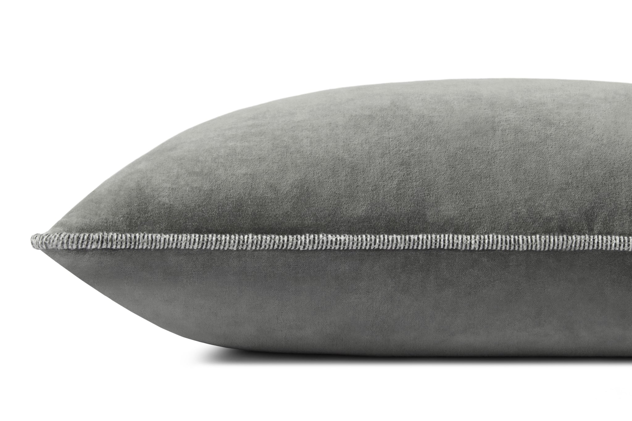 Liza Grey Pillow shown from a different angle to reveal its pattern.