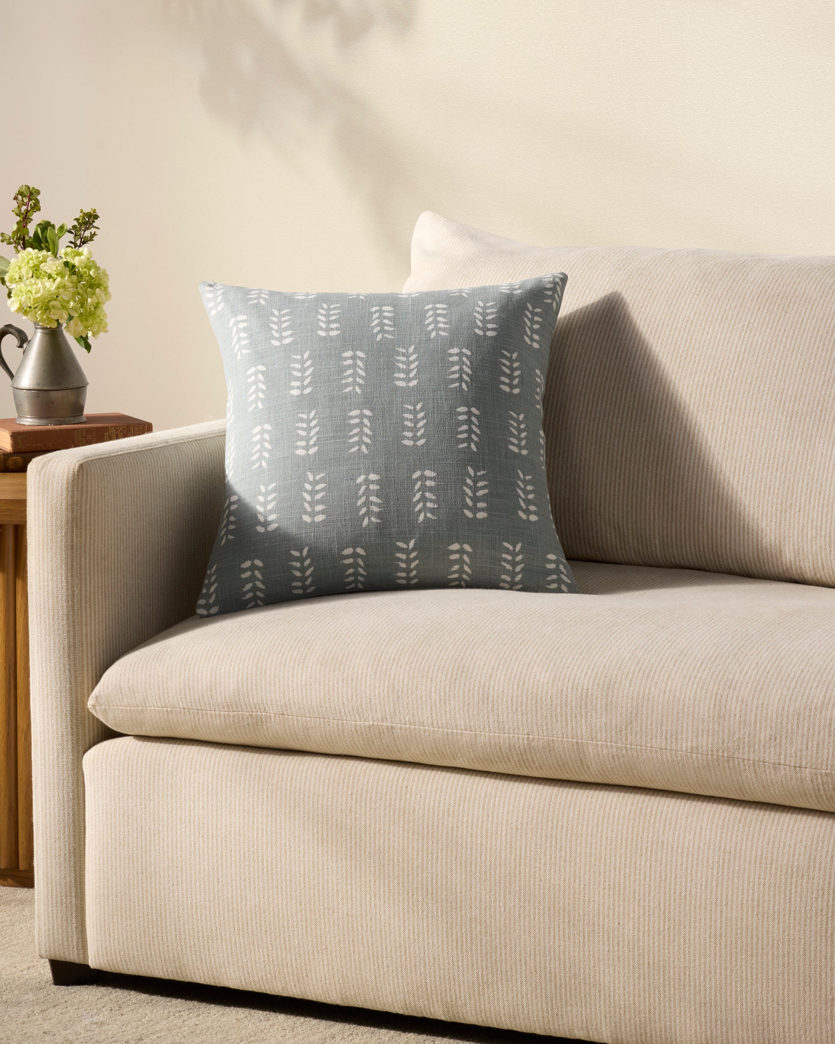 Tully Light Blue Pillow shown from another angle.