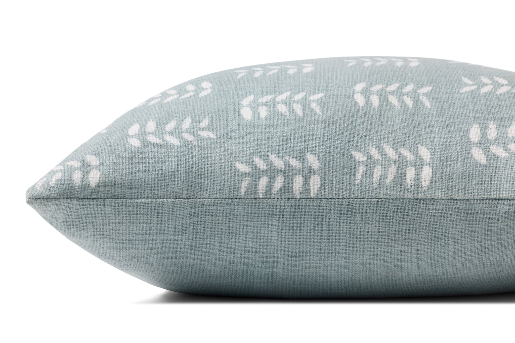 Tully Light Blue Pillow shown from a different angle to reveal its pattern.