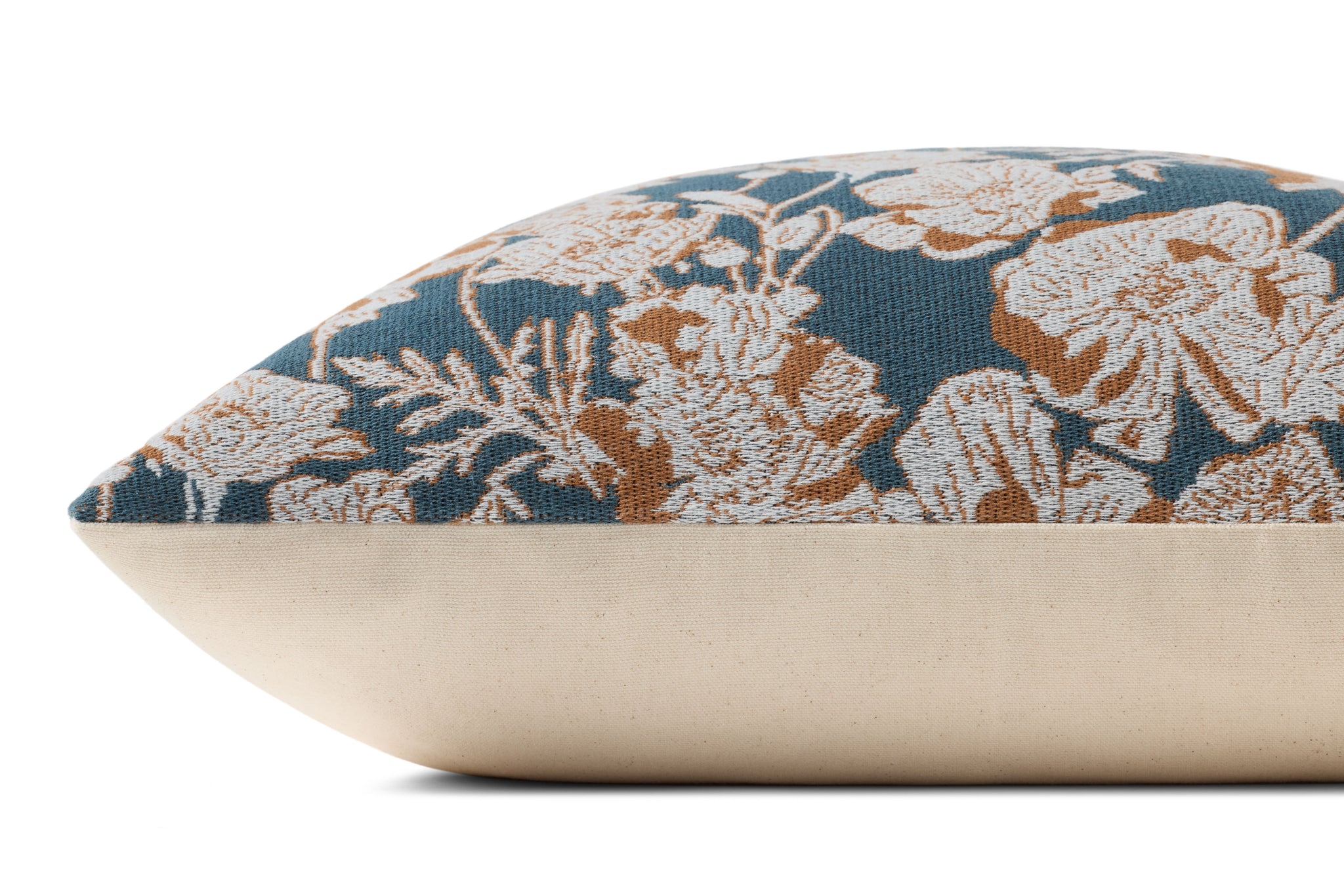 Matilda Blue / Orange Pillow shown from a different angle to reveal its pattern.