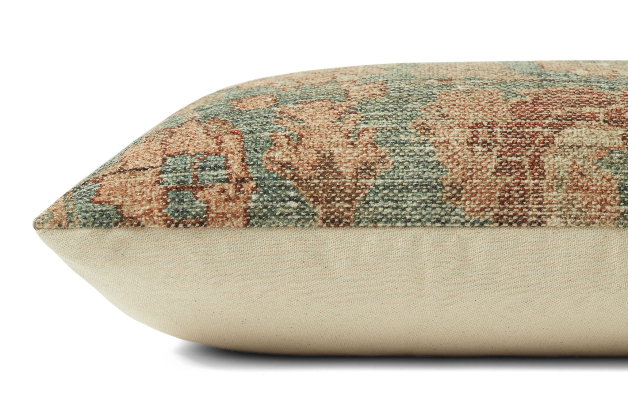 Clay Teal / Terracotta Pillow shown from another angle.