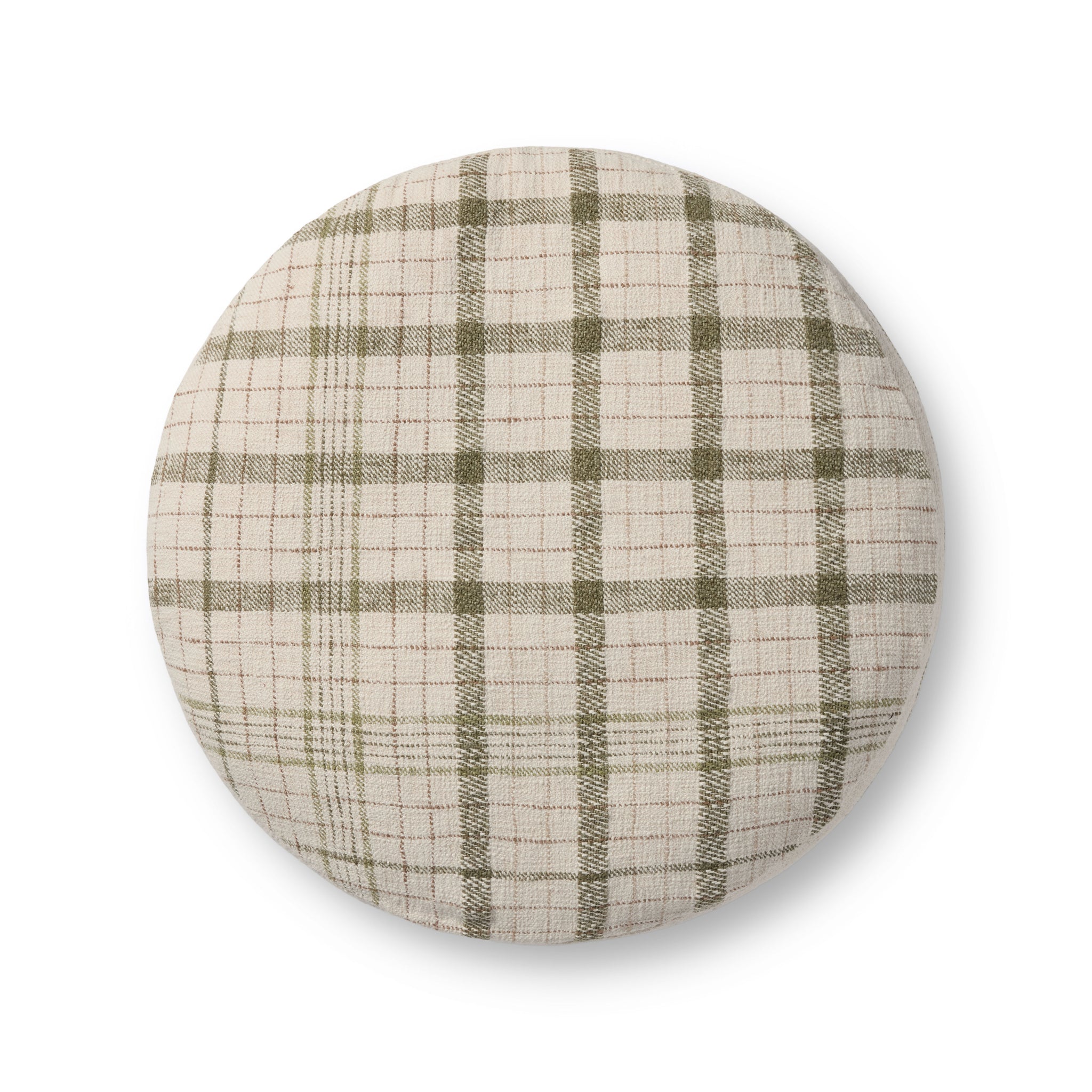 Wallace Cream Cream Pouf shown from a different angle to reveal its pattern.