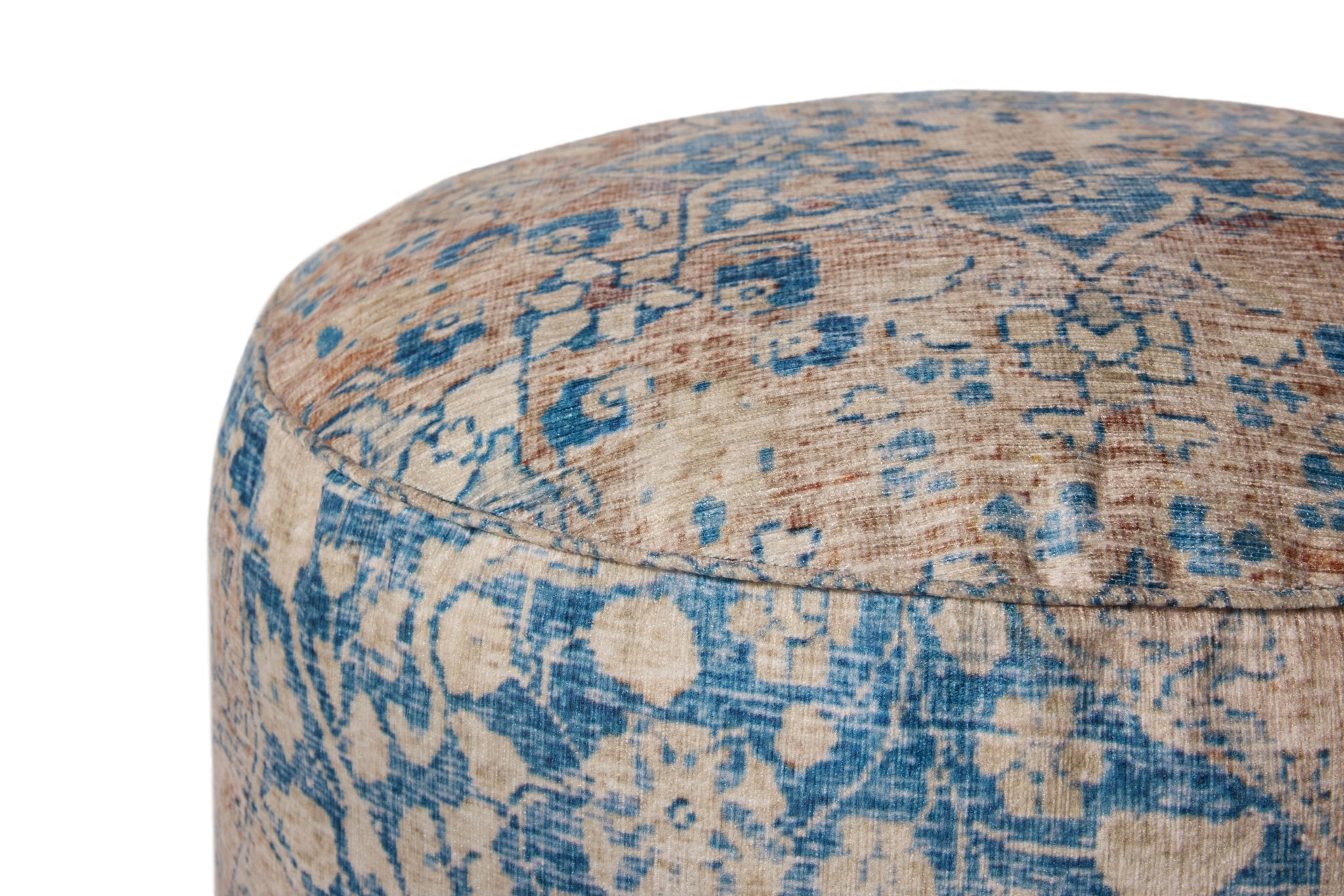 Blue / Tangerine Pouf shown from another angle.