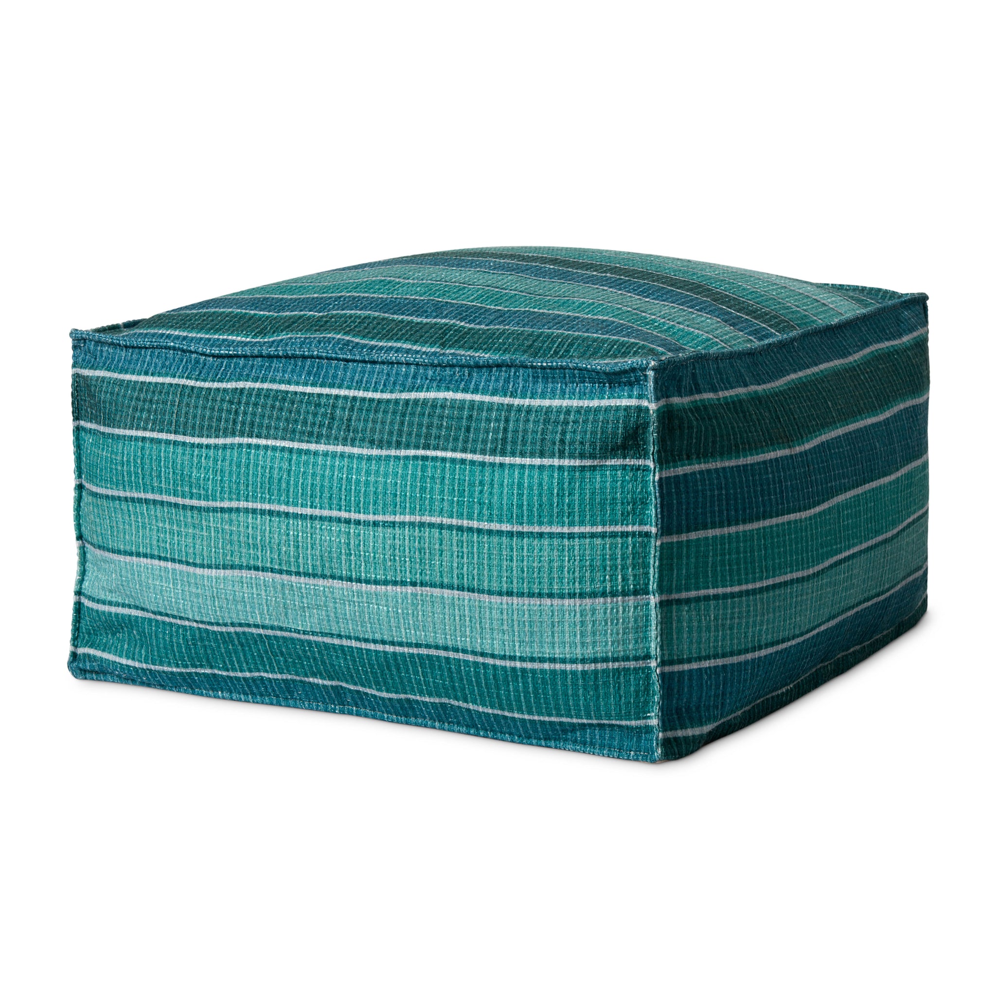 Poufs Lagoon / Blue — a Loloi pouf at Laurie Yapp Home.