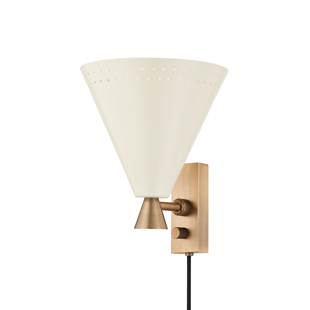 Marvin Plug-In Sconce shown from a second angle to highlight the arm profile and shade silhouette.