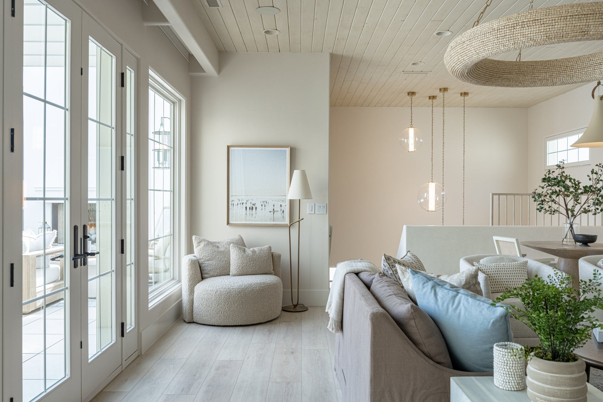 Pearce Floor Lamp styled in a living room corner for warm, layered light at Laurie Yapp Home.