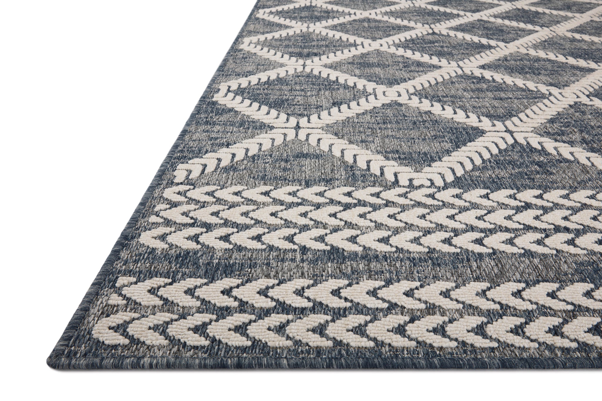 Rainier Denim / Ivory (Pattern 2) shown from a different angle to reveal its pattern.